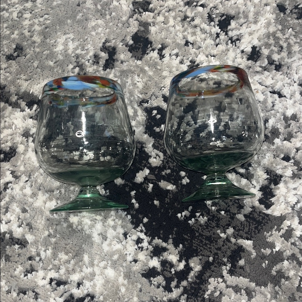 Colorful Rimmed Glass Goblets